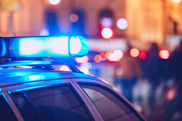 Police lights after a car accident