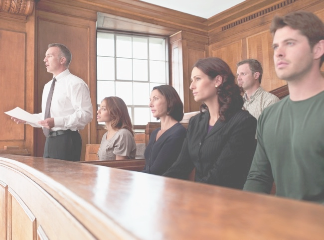 Jury foreman giving a verdict 